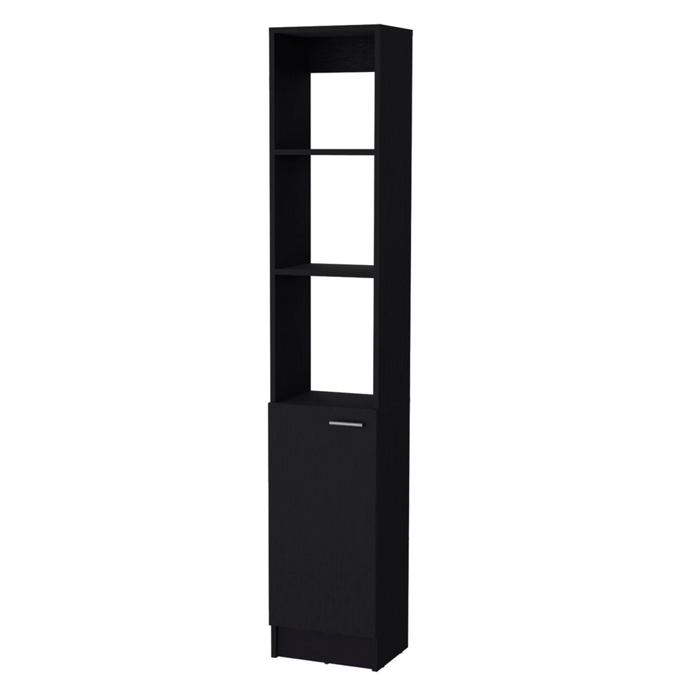 13" Black Wood Single Door Linen Cabinet — view 2
