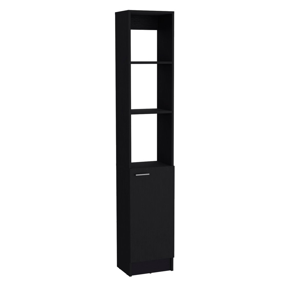 13" Black Wood Single Door Linen Cabinet — view 6