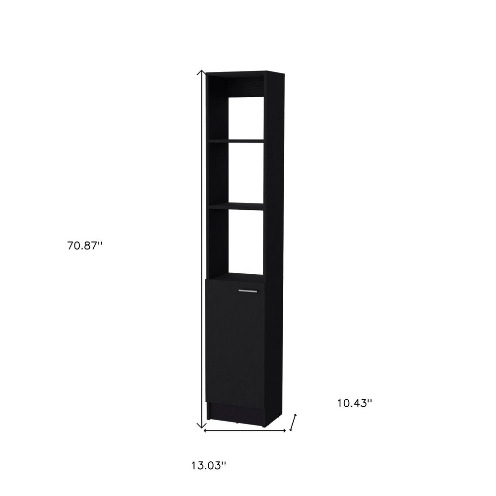 13" Black Wood Single Door Linen Cabinet — view 7