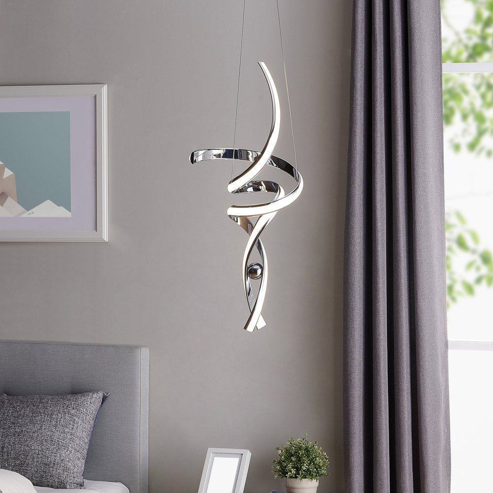 Silver Two Light Metal LED Dimmable Chandelier HomeRoots