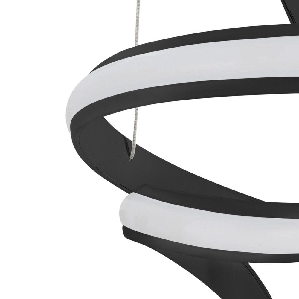 Black Two Light Metal LED Dimmable Chandelier HomeRoots