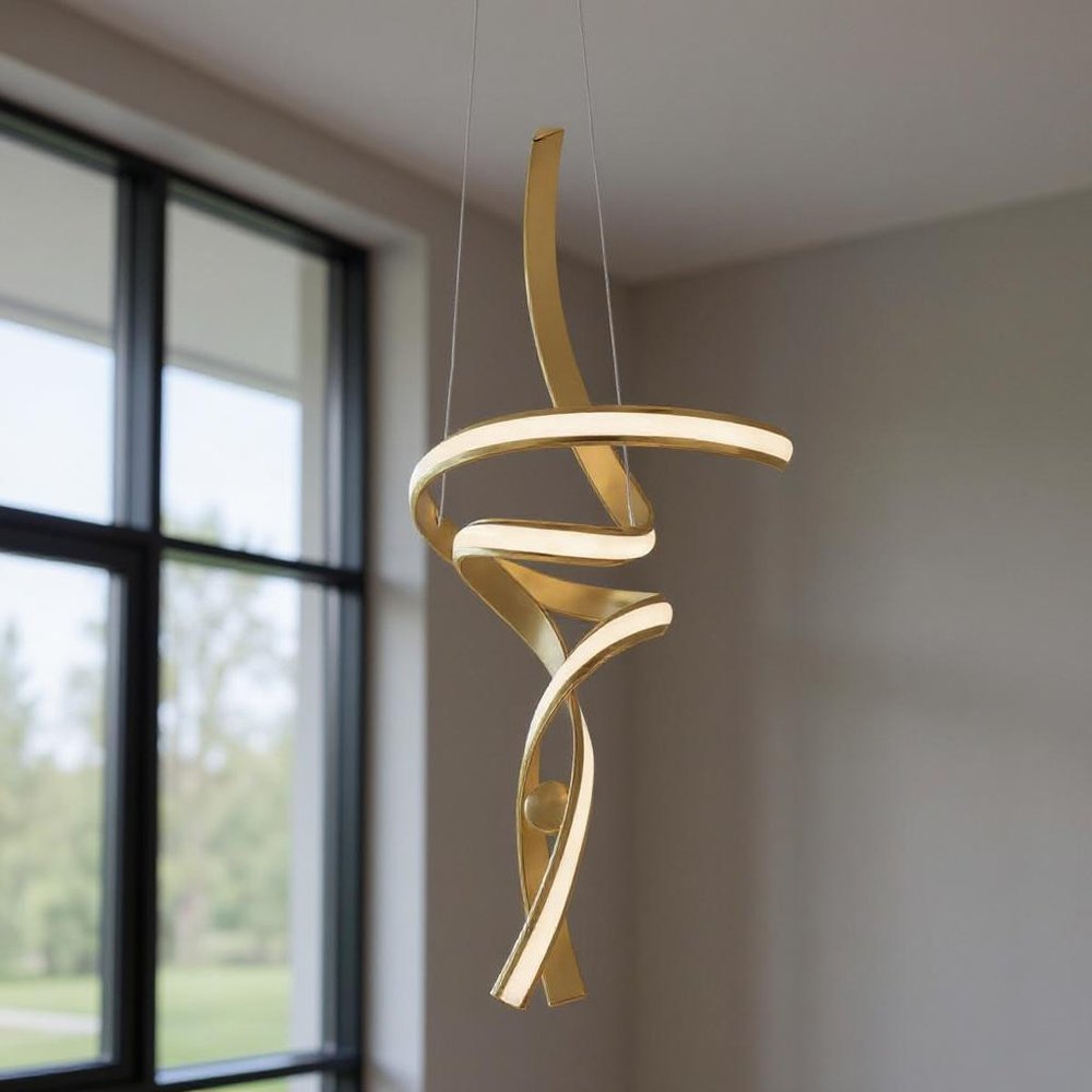 Gold Two Light Metal LED Dimmable Chandelier HomeRoots