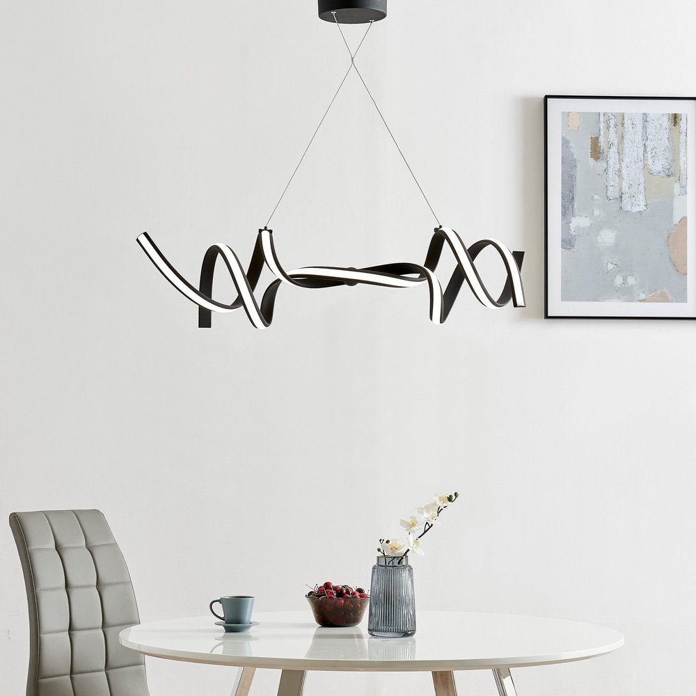 Black Two Light Metal LED Dimmable Smart Enabled Chandelier HomeRoots