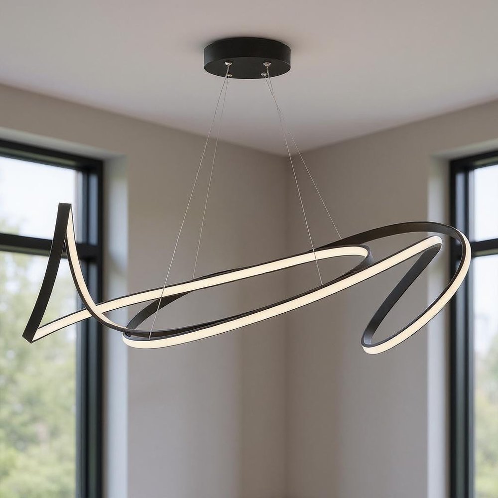 Black Metal LED Dimmable Smart Enabled Chandelier HomeRoots