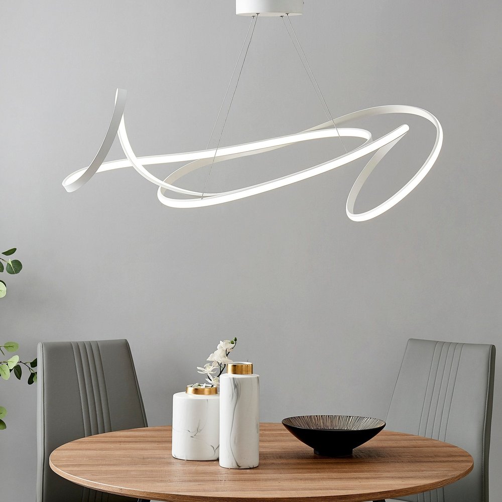White Metal LED Dimmable Chandelier HomeRoots