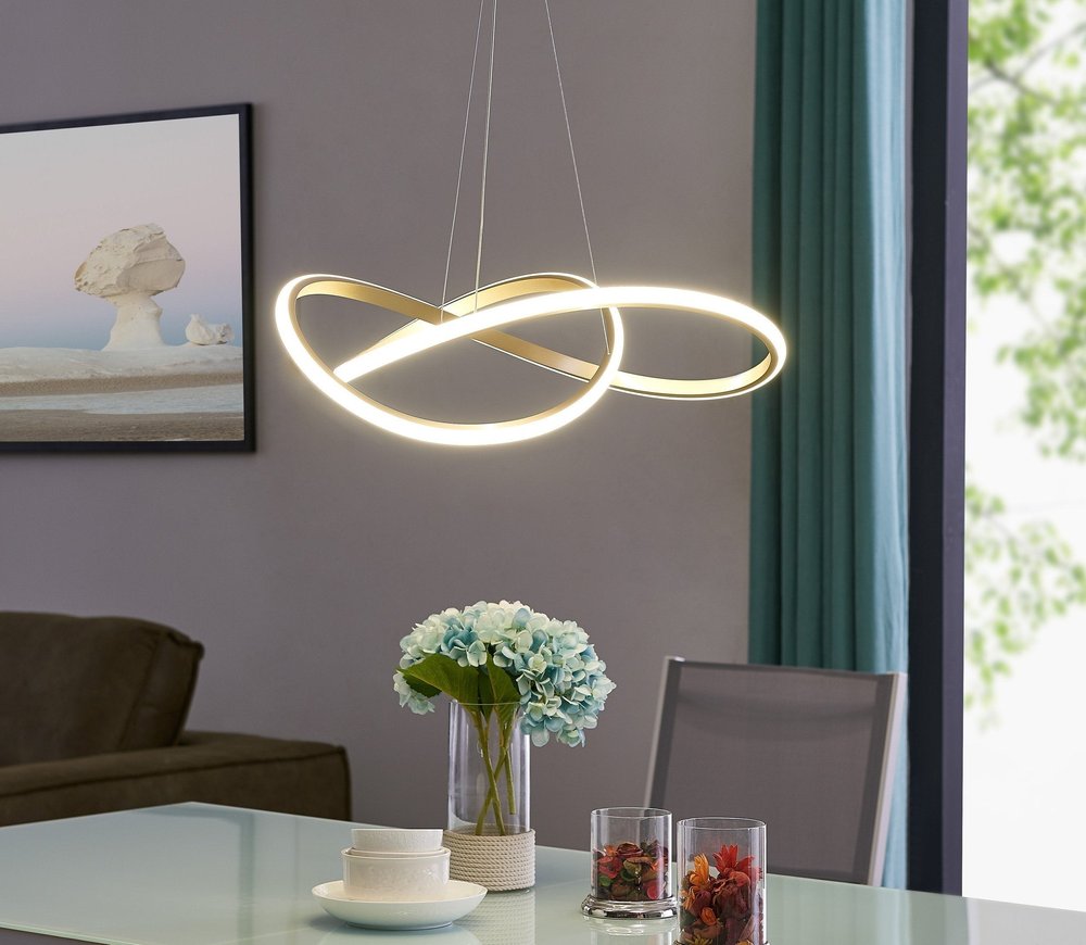 Gold Metal LED Dimmable Chandelier HomeRoots