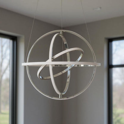Silver Four Light Metal LED Dimmable Chandelier HomeRoots