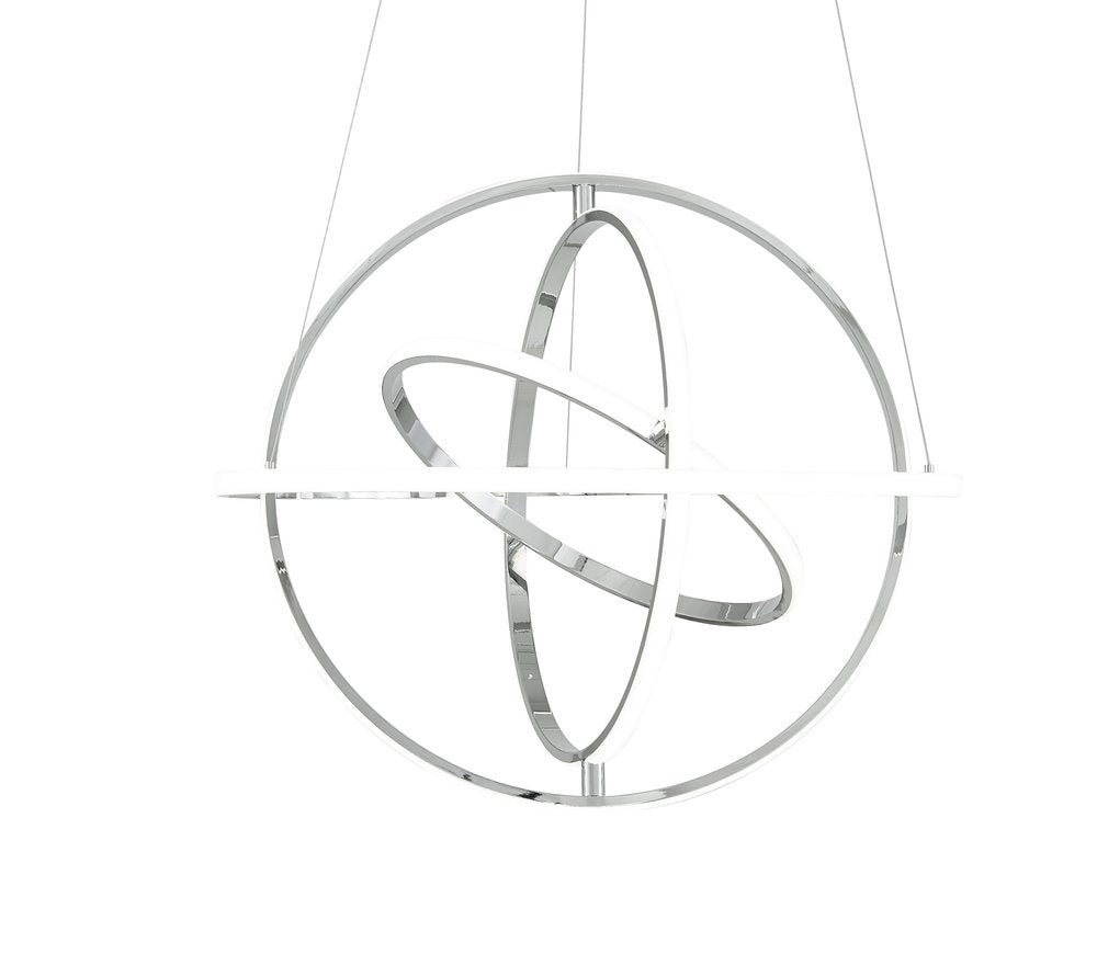 Silver Four Light Metal LED Dimmable Chandelier HomeRoots