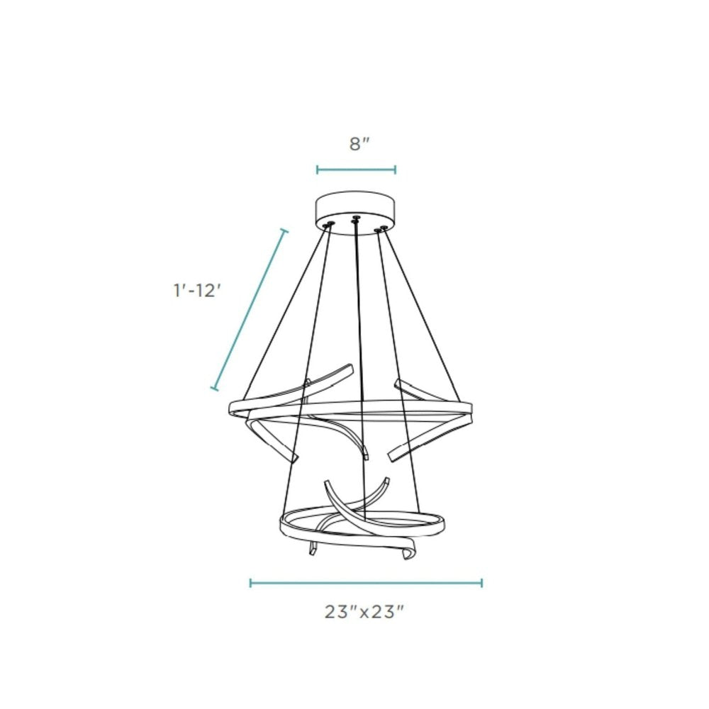 Silver Two Light Metal LED Dimmable Chandelier HomeRoots