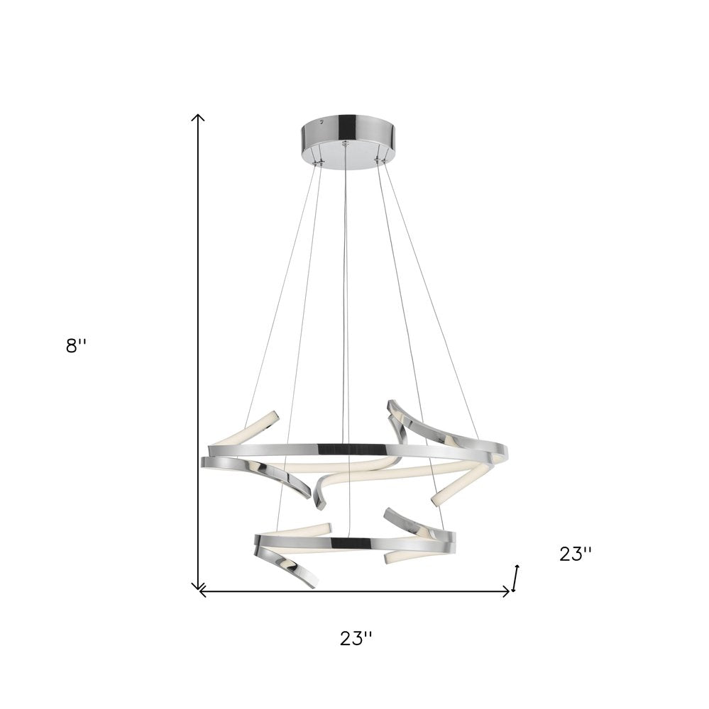 Silver Two Light Metal LED Dimmable Smart Enabled Chandelier HomeRoots