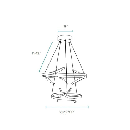 Silver Two Light Metal LED Dimmable Smart Enabled Chandelier HomeRoots