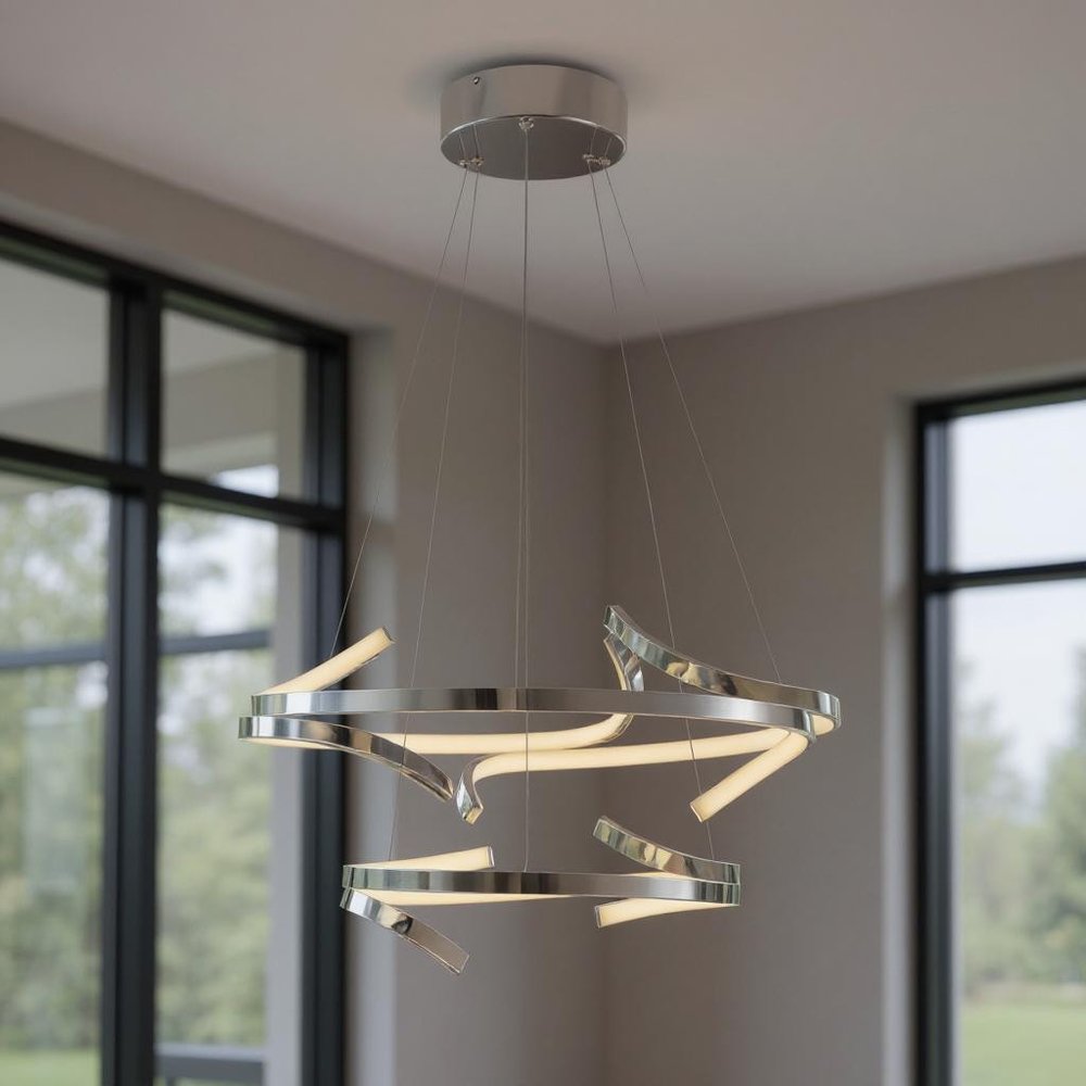 Silver Two Light Metal LED Dimmable Smart Enabled Chandelier HomeRoots