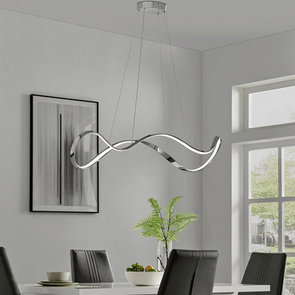 Silver Unique Statement Metal LED Dimmable Chandelier HomeRoots