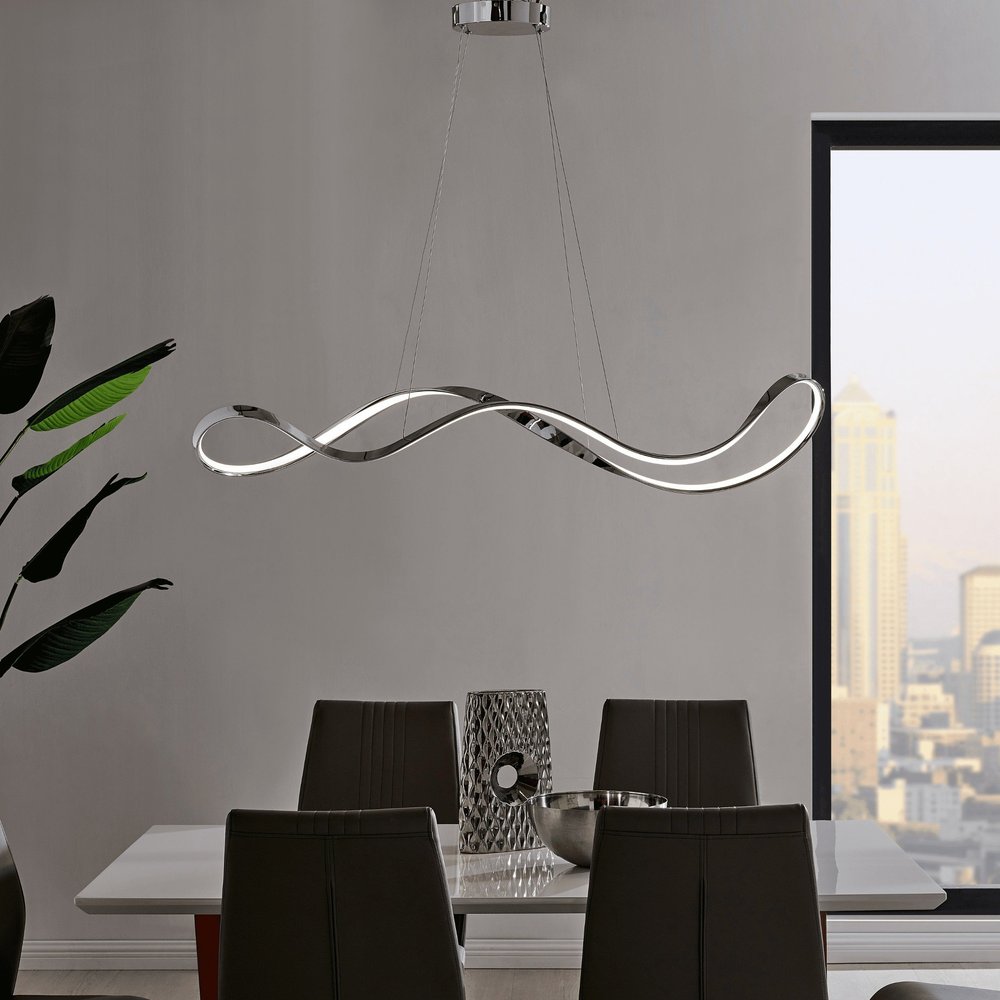 Silver Unique Statement Metal LED Dimmable Chandelier HomeRoots