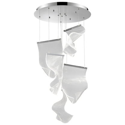 Silver And Clear Five Light Metal LED Dimmable Chandelier With Clear Shades HomeRoots