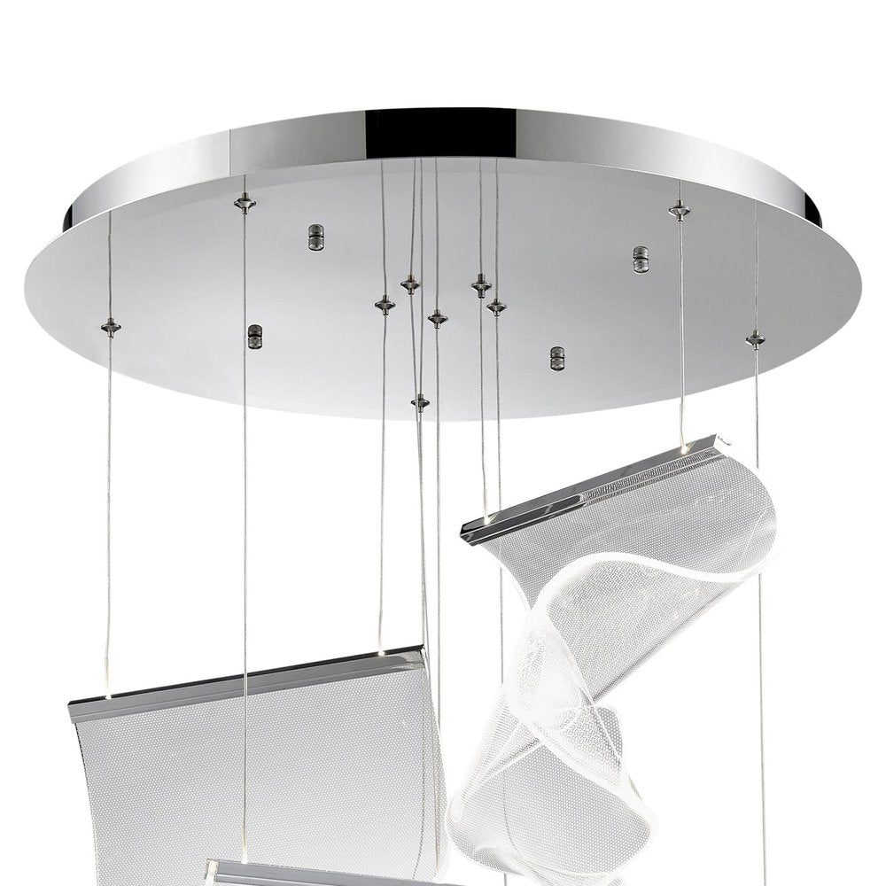 Silver And Clear Five Light Metal LED Dimmable Chandelier With Clear Shades HomeRoots