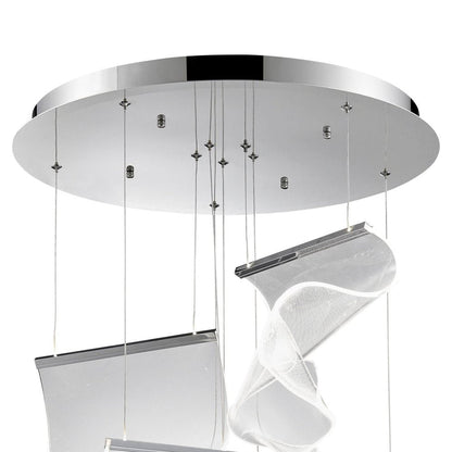 Silver And Clear Five Light Metal LED Dimmable Chandelier With Clear Shades HomeRoots