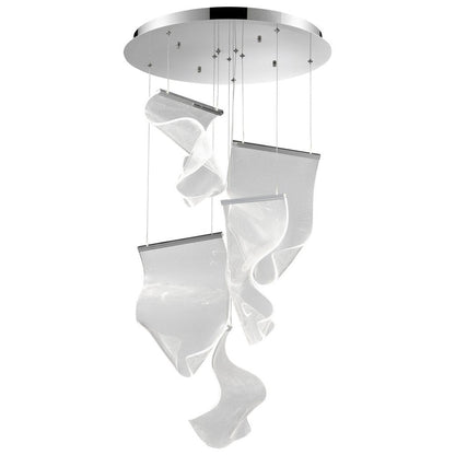 Silver And Clear Five Light Metal LED Dimmable Chandelier With Clear Shades HomeRoots