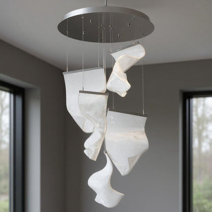 Silver And Clear Five Light Metal LED Dimmable Chandelier With Clear Shades HomeRoots
