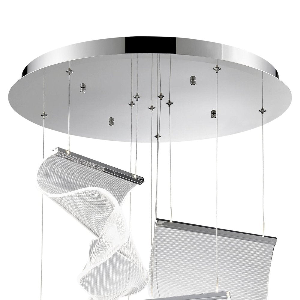 Silver And Clear Five Light Metal LED Dimmable Chandelier With Clear Shades HomeRoots