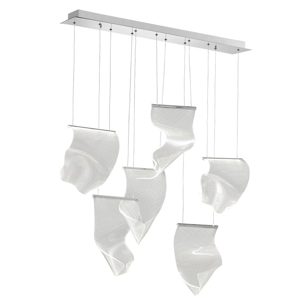 Silver And Clear Six Light Metal LED Dimmable Chandelier With Clear Shades HomeRoots