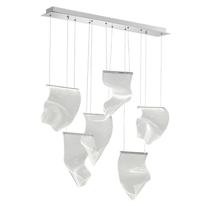Silver And Clear Six Light Metal LED Dimmable Chandelier With Clear Shades HomeRoots