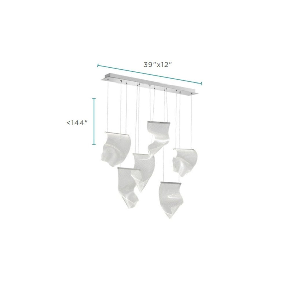 Silver And Clear Six Light Metal LED Dimmable Chandelier With Clear Shades HomeRoots