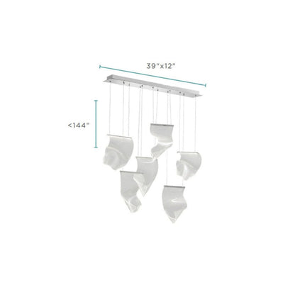 Silver And Clear Six Light Metal LED Dimmable Chandelier With Clear Shades HomeRoots
