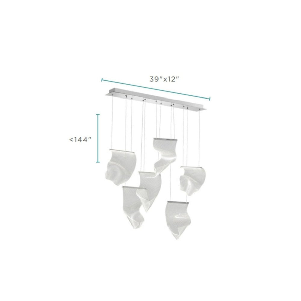 Silver And Clear Six Light Metal LED Dimmable Chandelier With Clear Shades HomeRoots