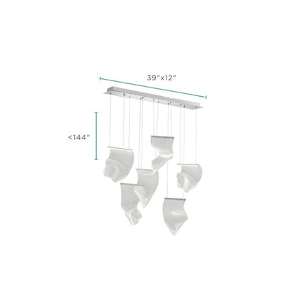 Silver And Clear Six Light Metal LED Dimmable Chandelier With Clear Shades HomeRoots