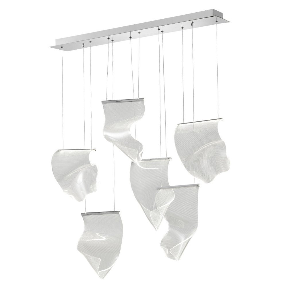 Silver And Clear Six Light Metal LED Dimmable Chandelier With Clear Shades HomeRoots