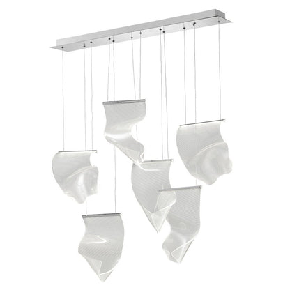 Silver And Clear Six Light Metal LED Dimmable Chandelier With Clear Shades HomeRoots