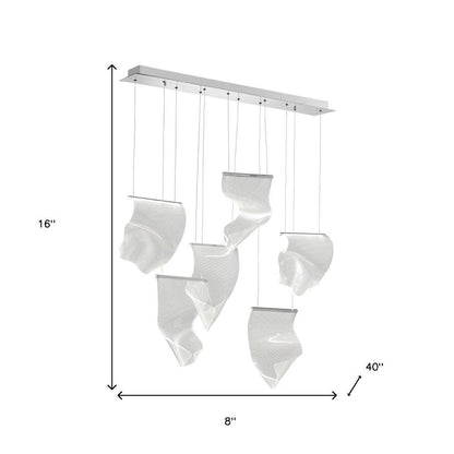 Silver And Clear Six Light Metal LED Dimmable Chandelier With Clear Shades HomeRoots