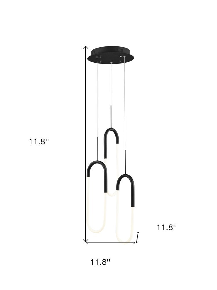 Black Three Light Metal LED Dimmable Smart Enabled Chandelier HomeRoots