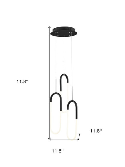 Black Three Light Metal LED Dimmable Smart Enabled Chandelier HomeRoots