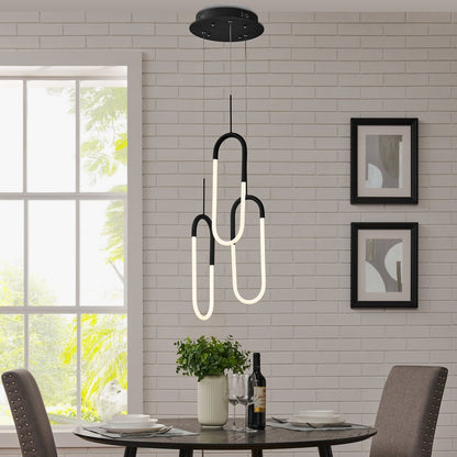 Black Three Light Metal LED Dimmable Smart Enabled Chandelier HomeRoots