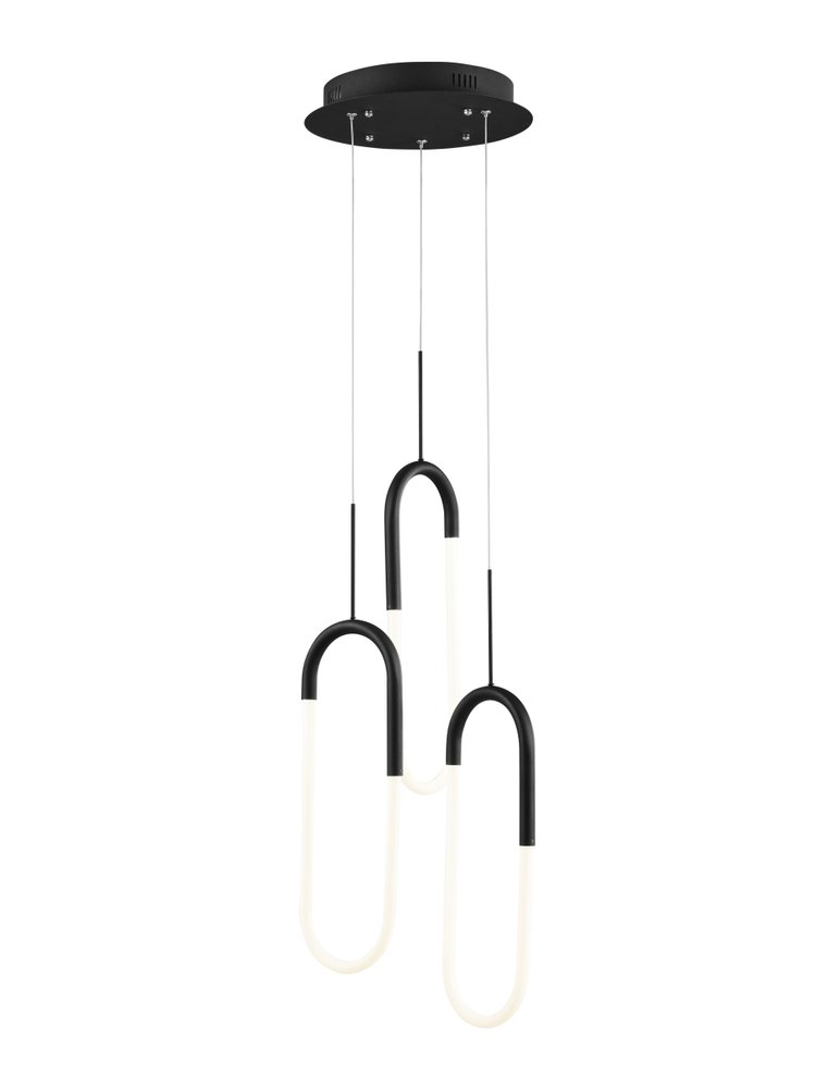 Black Three Light Metal LED Dimmable Smart Enabled Chandelier HomeRoots