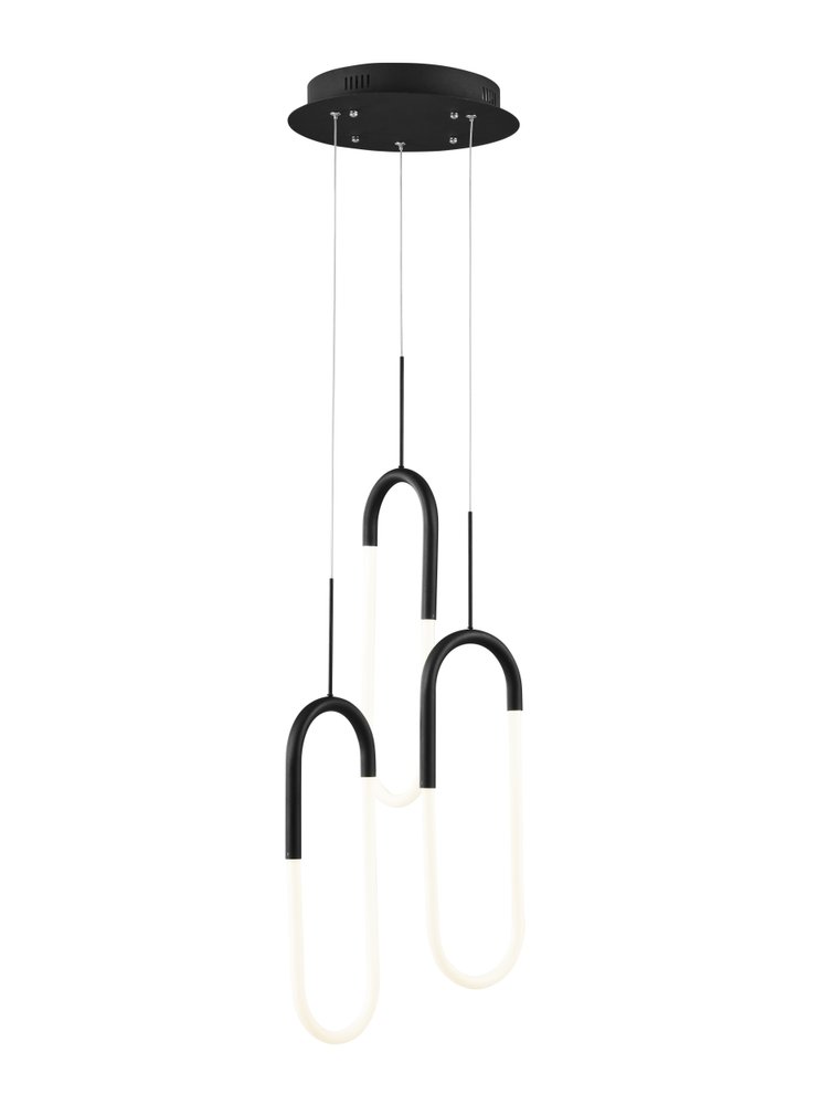 Black Three Light Metal LED Dimmable Smart Enabled Chandelier HomeRoots