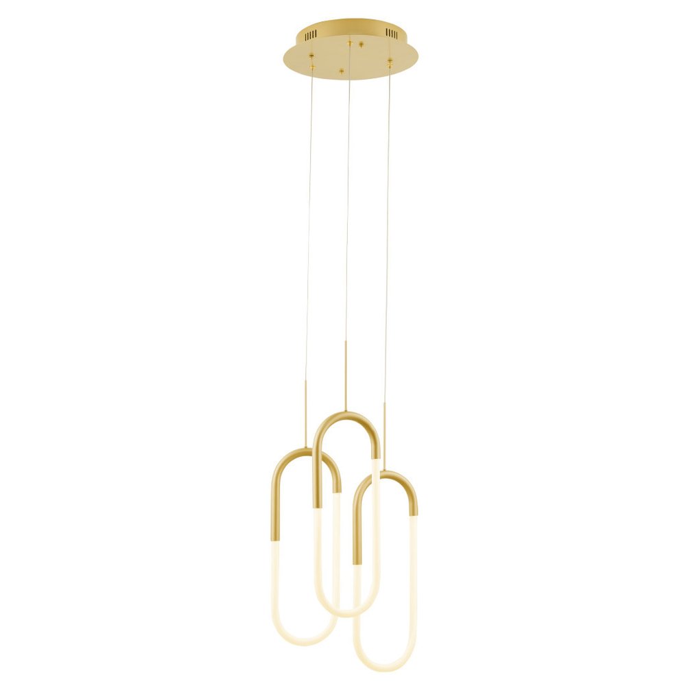 Gold Three Light Metal LED Dimmable Smart Enabled Chandelier HomeRoots