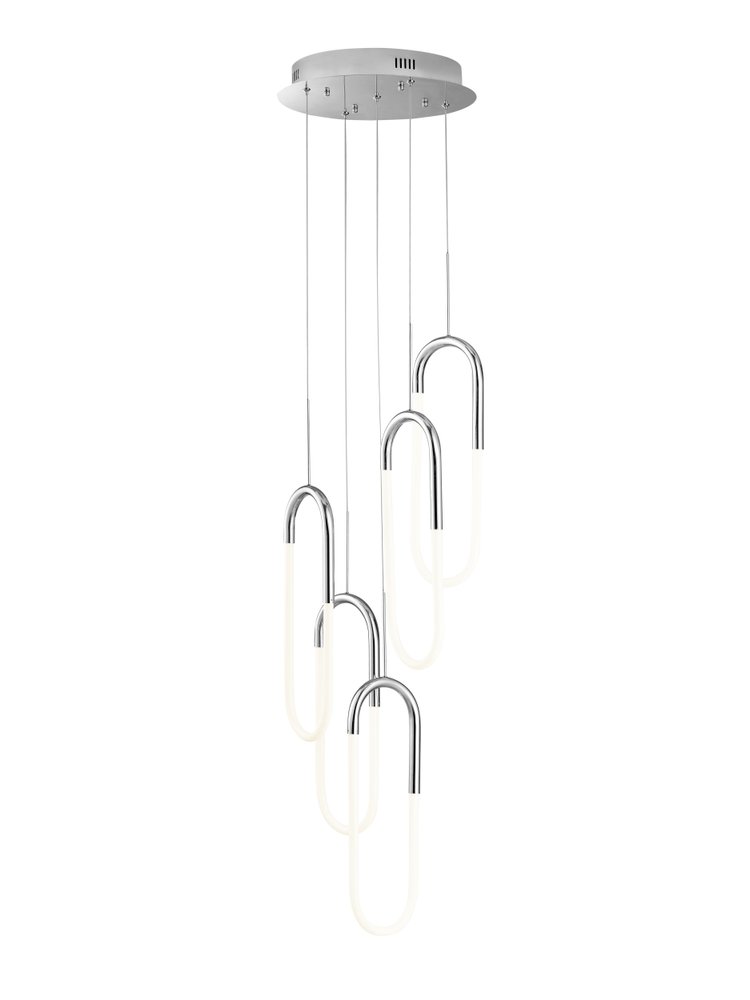 Silver Five Light Metal LED Dimmable Smart Enabled Chandelier HomeRoots