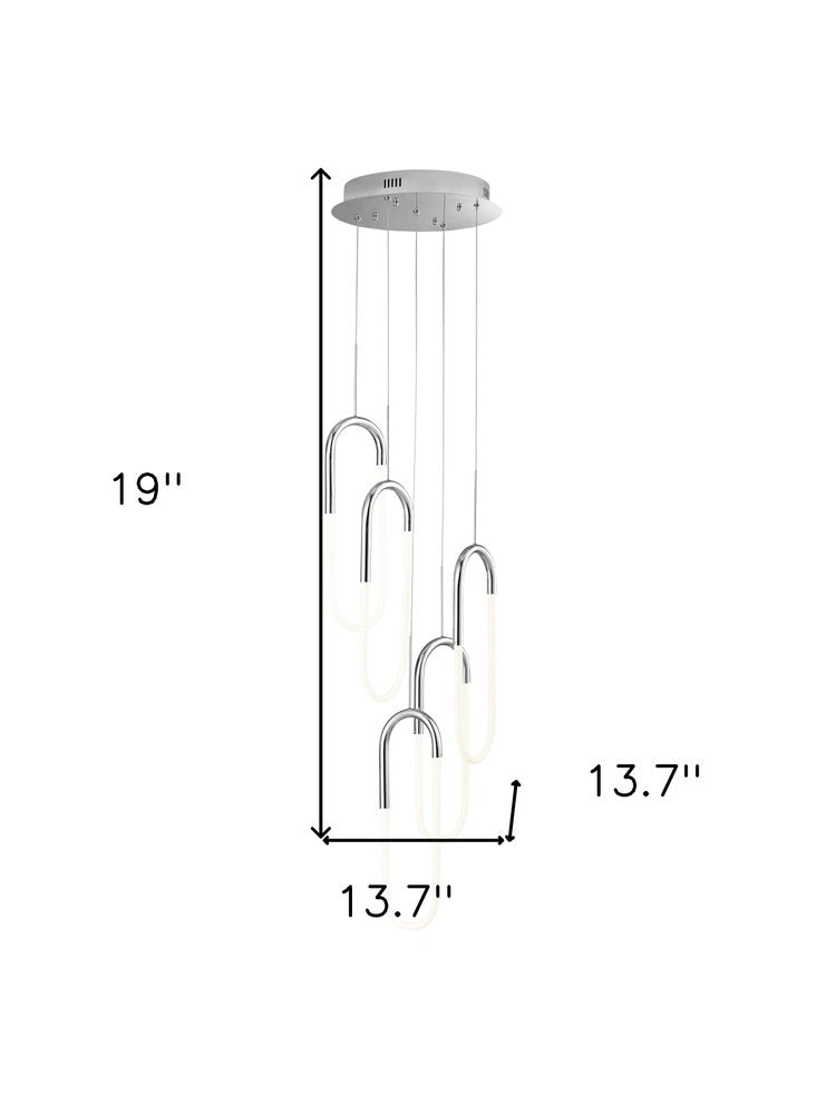 Silver Five Light Metal LED Dimmable Smart Enabled Chandelier HomeRoots