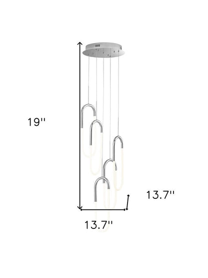 Silver Five Light Metal LED Dimmable Smart Enabled Chandelier HomeRoots
