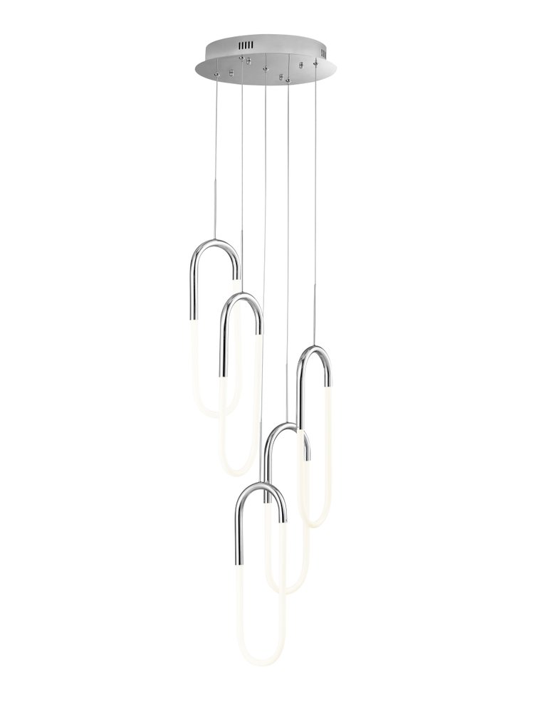 Silver Five Light Metal LED Dimmable Smart Enabled Chandelier HomeRoots