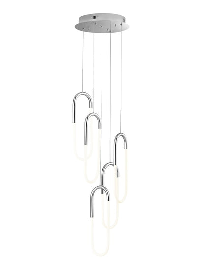 Silver Five Light Metal LED Dimmable Smart Enabled Chandelier HomeRoots