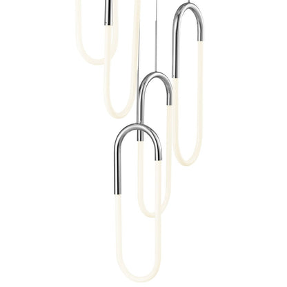 Silver Five Light Metal LED Dimmable Smart Enabled Chandelier HomeRoots