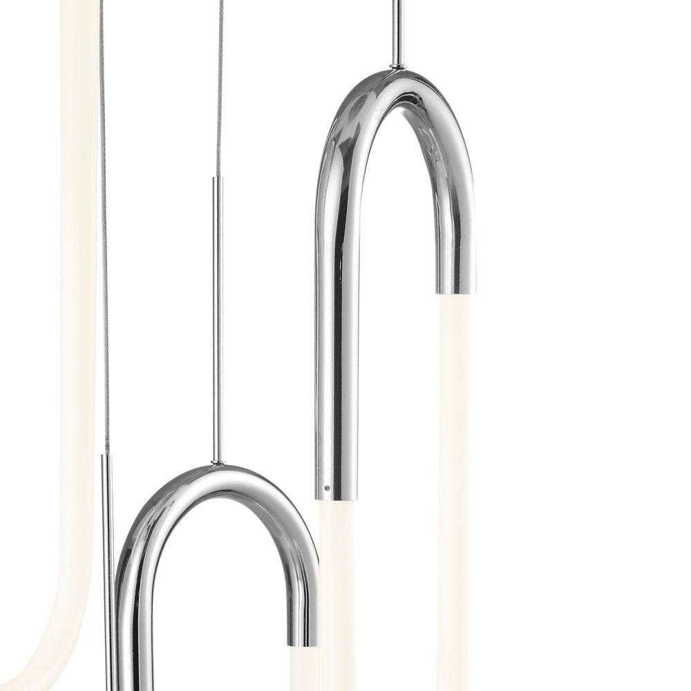 Silver Five Light Metal LED Dimmable Smart Enabled Chandelier HomeRoots