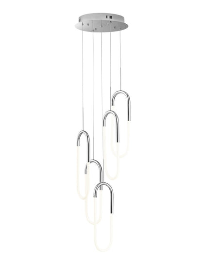 Silver Five Light Metal LED Dimmable Smart Enabled Chandelier HomeRoots