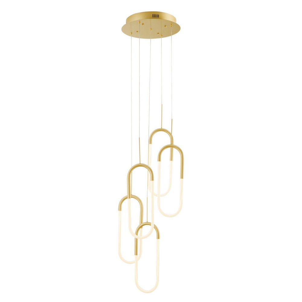 Gold Five Light Metal LED Dimmable Smart Enabled Chandelier HomeRoots