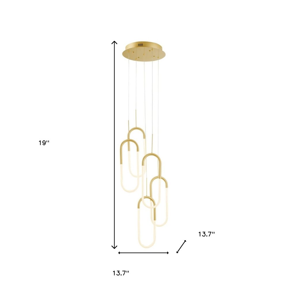 Gold Five Light Metal LED Dimmable Smart Enabled Chandelier HomeRoots