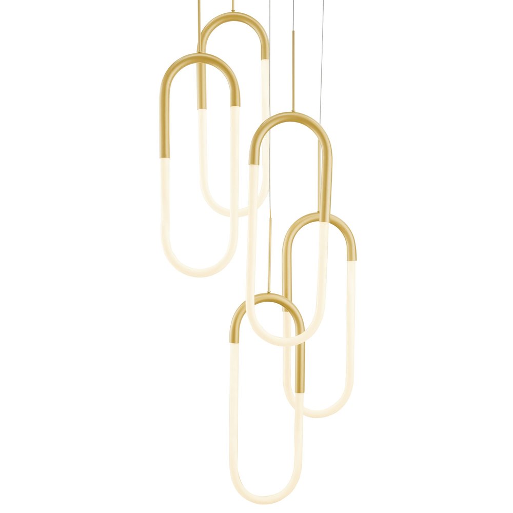 Gold Five Light Metal LED Dimmable Smart Enabled Chandelier HomeRoots